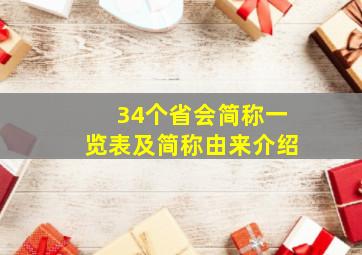 34个省会简称一览表及简称由来介绍