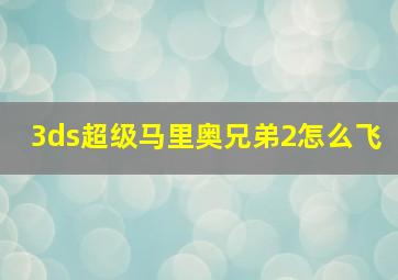 3ds超级马里奥兄弟2怎么飞