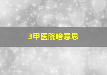 3甲医院啥意思