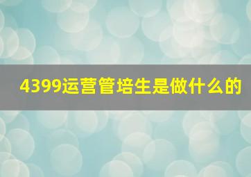 4399运营管培生是做什么的