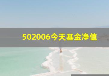 502006今天基金净值