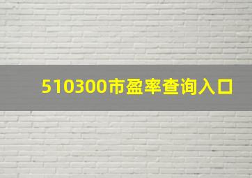 510300市盈率查询入口