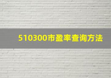 510300市盈率查询方法