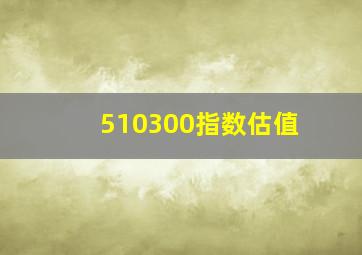 510300指数估值