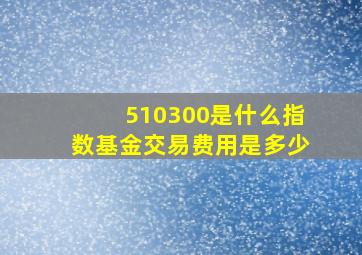 510300是什么指数基金交易费用是多少