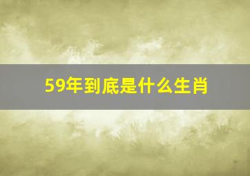 59年到底是什么生肖