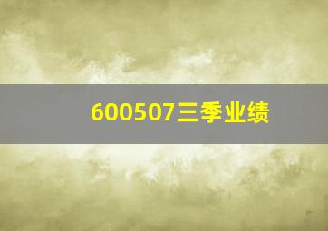 600507三季业绩