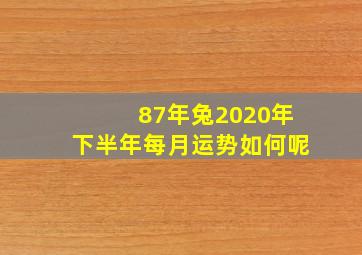 87年兔2020年下半年每月运势如何呢