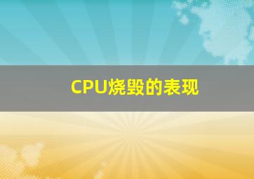 CPU烧毁的表现