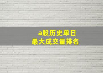 a股历史单日最大成交量排名