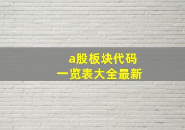 a股板块代码一览表大全最新