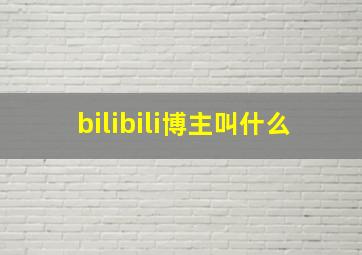 bilibili博主叫什么