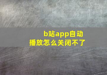 b站app自动播放怎么关闭不了