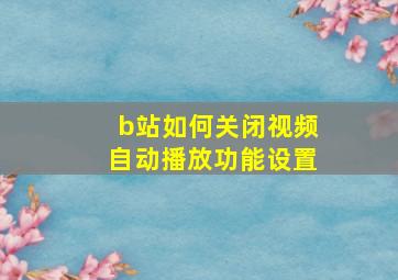 b站如何关闭视频自动播放功能设置