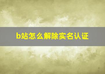 b站怎么解除实名认证