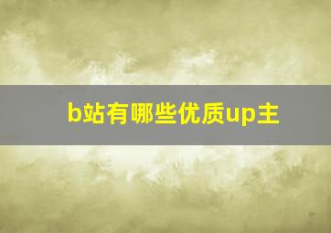 b站有哪些优质up主