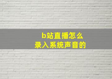 b站直播怎么录入系统声音的