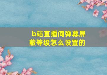 b站直播间弹幕屏蔽等级怎么设置的