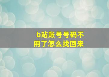 b站账号号码不用了怎么找回来