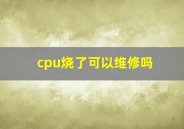 cpu烧了可以维修吗