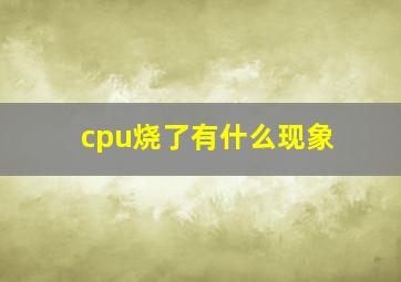 cpu烧了有什么现象