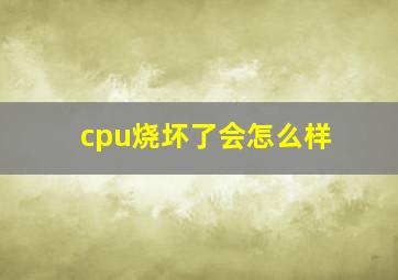 cpu烧坏了会怎么样