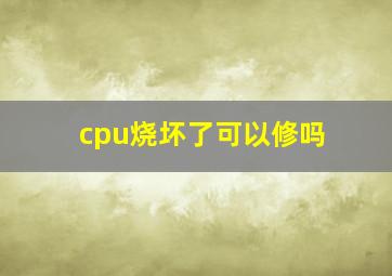 cpu烧坏了可以修吗