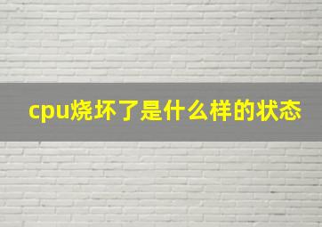 cpu烧坏了是什么样的状态