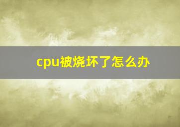 cpu被烧坏了怎么办