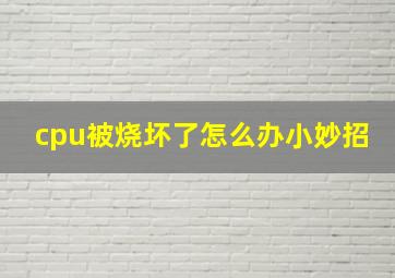 cpu被烧坏了怎么办小妙招