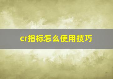 cr指标怎么使用技巧