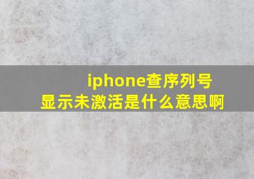 iphone查序列号显示未激活是什么意思啊