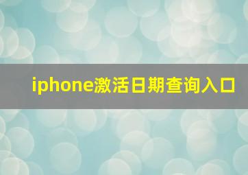 iphone激活日期查询入口