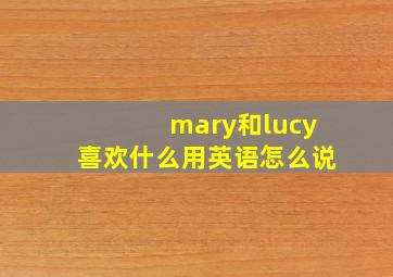 mary和lucy喜欢什么用英语怎么说