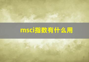 msci指数有什么用