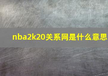 nba2k20关系网是什么意思