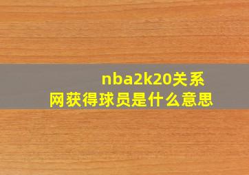 nba2k20关系网获得球员是什么意思