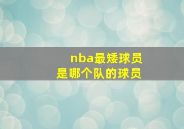 nba最矮球员是哪个队的球员