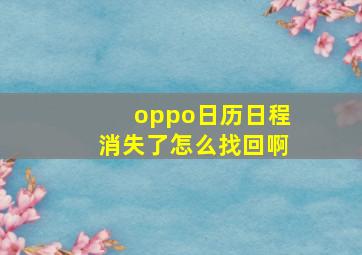 oppo日历日程消失了怎么找回啊