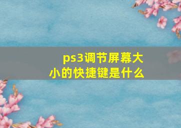 ps3调节屏幕大小的快捷键是什么