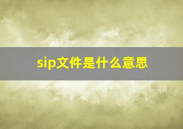 sip文件是什么意思