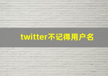 twitter不记得用户名