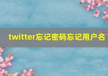 twitter忘记密码忘记用户名