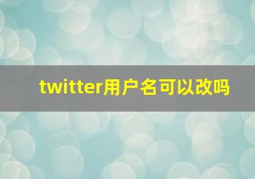 twitter用户名可以改吗