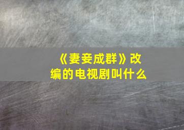 《妻妾成群》改编的电视剧叫什么