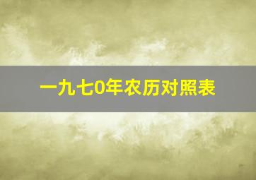 一九七0年农历对照表