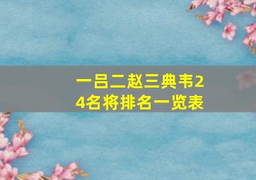 一吕二赵三典韦24名将排名一览表