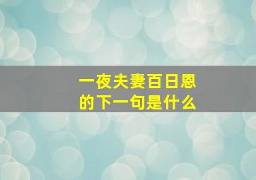 一夜夫妻百日恩的下一句是什么