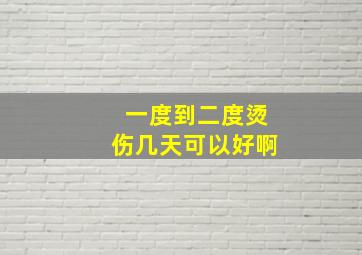 一度到二度烫伤几天可以好啊