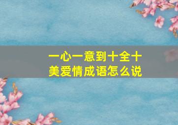 一心一意到十全十美爱情成语怎么说